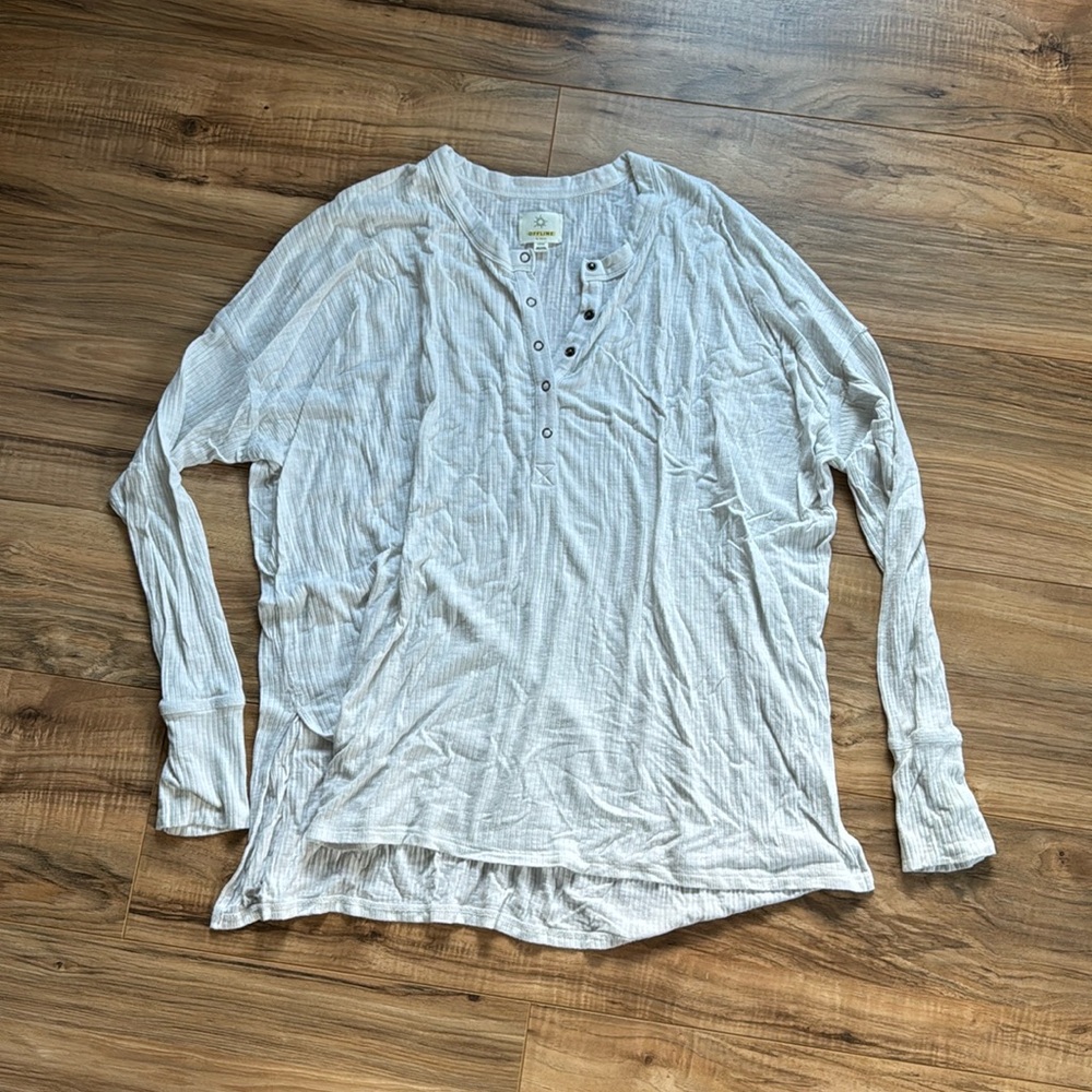 Women’s white Henley long sleeve shirt